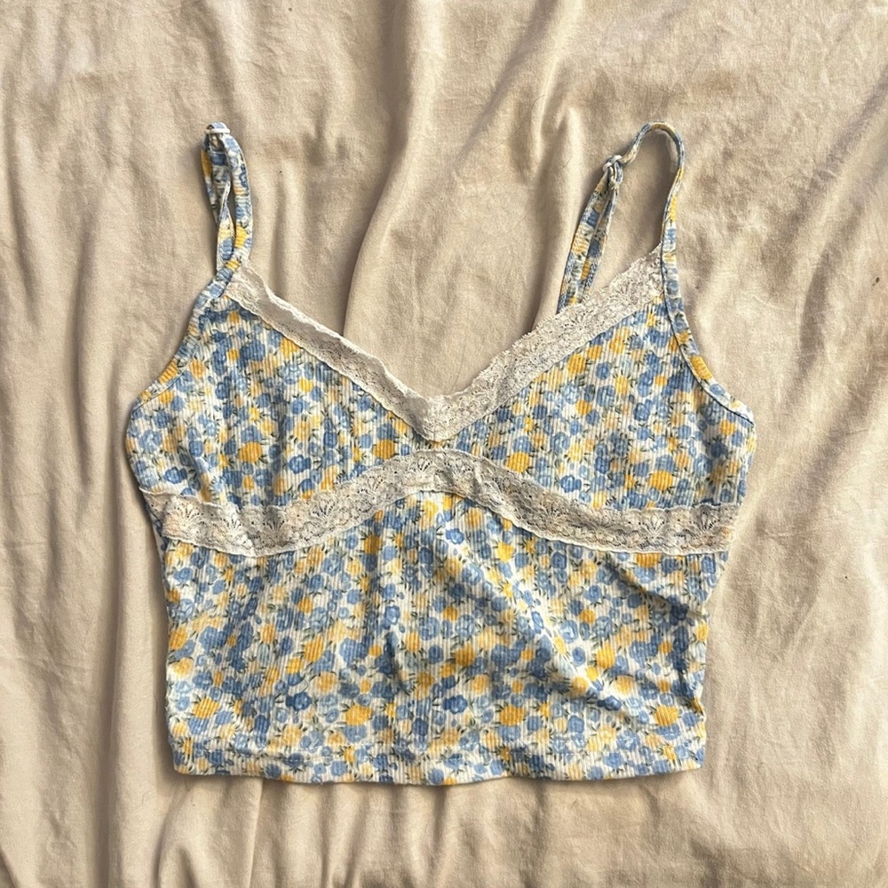 Floral Lace Trim Cami Top